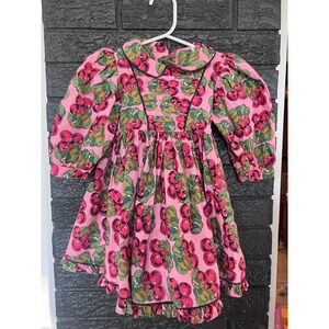 Vintage Mousefeathers Saks Fifth Avenue Pink Cherry Print Smocked Dress 18M